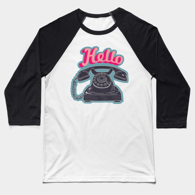 Vintage Telephone Baseball T-Shirt by SuperrSunday